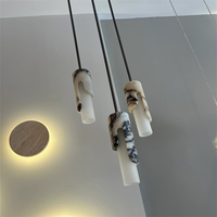 Luminaire suspendu en marbre OEM, lustre à tête unique et à longueur réglable pour îlot de cuisine, comptoir de bar, petite taille de lampe