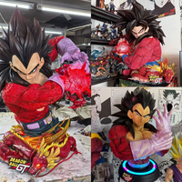 Estatua de Resina de Anime de Dragon Ball GT, Escala 1:1, Super Saiyan 4, Goku y Vegeta, con Luz LED, Coleccionable, Decoración para el Hogar
