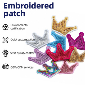 Custom Crown Sequin Embroidery Patch 3D <strong>Glitter</strong> Princess Crown Iron on Applique for Clothing Hats Bags <strong>Jackets</strong> - Product Image 2