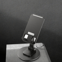 Support de téléphone pliable télescopique en alliage d'aluminium, rotation à 360 degrés, support de tablette antidérapant pour bureau
