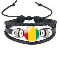 Bracelet en fil ciré tressé avec drapeau national de la Gambie, réglable avec cordon, souvenir culturel africain, bijou cadeau