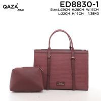 QAZA Sacs à Main Femme 2026 Nouveauté Ensemble de Sacs 2-en-1 en Cuir PU Tressé Sac Fourre-Tout Esthétique pour Dames