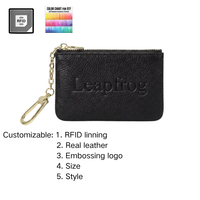 Faible MOQ 100 pièces Porte-monnaie en cuir PU gaufré avec logo personnalisé, mini portefeuille pochette avec porte-clés, fabricant OEM/ODM