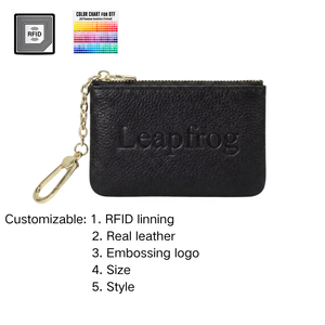 Low MOQ 100pcs Custom Logo Embossed PU Leather Coin Purse Private Label <strong>Mini</strong> Wallet <strong>Pouch</strong> with Keychain OEM/ODM Manufacturer - Product Image 3