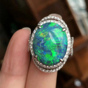 Dossgarit — <span class=keywords><strong>bague</strong></span> en <span class=keywords><strong>pierre</strong></span> <span class=keywords><strong>précieuse</strong></span> pour femme, bijoux de grande taille, platine, opals noire naturelle, 16,71 ct, opals - Product Image 6