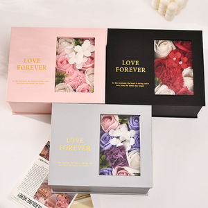 Boîte cadeau compacte écologique et recyclable pour la Saint-Valentin, pour savon en forme <span class=keywords><strong>de</strong></span> rose éternelle, <span class=keywords><strong>fleur</strong></span>, parfum, rouge à lèvres, collier - Product Image 2