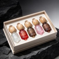 Flacons compte-gouttes en verre givré de luxe de 10 ml avec boîte cadeau haut de gamme sérigraphiée pour ensemble d'huiles essentielles et de soins de la peau