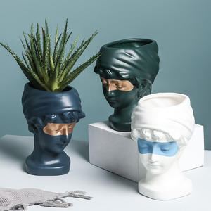 Redeco-macetas de jardín modernas para <span class=keywords><strong>mujer</strong></span>, macetas suculentas de cabeza humana, <span class=keywords><strong>maceta</strong></span> de cerámica para decoración de oficina y Hotel, precio bajo - Product Image 5