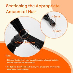 Extensions de cheveux Remy Microlink Kinky Micro Loop 16 pouces 50g Brun foncé Micro perles invisibles - Product Image 3