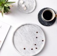 Plateau et assiette de service ronds en marbre gris personnalisés, durables, classiques et polis pour les fêtes, la maison et les restaurants