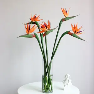 Soft Rubber PU Artificial Flowers Plants High Simulation Large Artificial Bird Of Paradise Plant