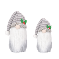 Gnome en peluche gris tourterelle côtelé avec décoration de table de Noël, faible MOQ