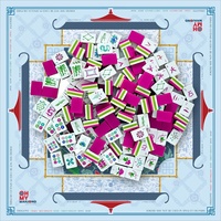 Mahjong américain avec tapis, 160 tuiles de luxe en acrylique vert gravé de 32 mm à 4 couches pour club social professionnel