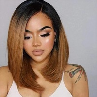 Perruques Lace Front 13x4 Transparentes Cheveux Indiens Remy Lisses Bob 1B/30 Marron Densité 200% Entièrement Tissées à la Main