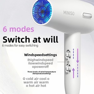 Secador de Pelo Profesional para Uso Doméstico, Alta Potencia, Secado Rápido con Aire Frío y Caliente, Luz Azul, Viento Fuerte - Product Image 2