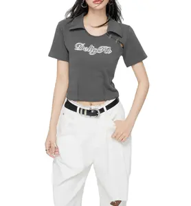 Women's Polo Shirt Customized High Quality Lapel Embroidered Short Tops Women's T Shirts