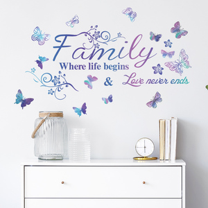 Notizie citazione della famiglia adesivo da parete bellissimi murales a farfalla soggiorno carta da parati decorativa autoadesivo TV sfondo decalcomanie - Product Image 3
