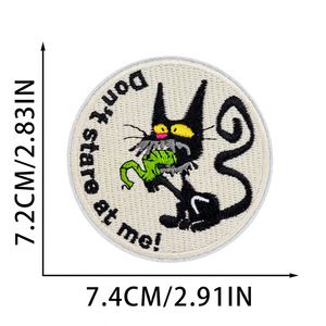New Iron on Cute Embroidery Funny <b>Black</b> cat Pet Patch for Clothes Bag Decoration - Product Image 4