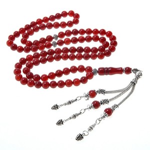Collar de ágata roja natural, rosario de <span class=keywords><strong>99</strong></span> cuentas, collar de piedra Misbaha, regalo de joyería curativa para unisex. - Product Image 2