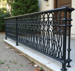 Clôture décorative vintage en fer forgé, balustrade de parc paysager, revêtement anti-rouille par poudrage, tailles sur mesure pour extérieur, hôtel, villa - Product Image 4