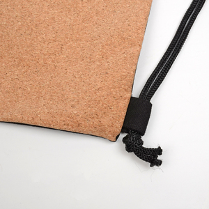 Sac à dos écologique à cordon de serrage en toile de coton décontracté avec base en tissu imitation bois pour le shopping, les voyages et la gym - Product Image 5