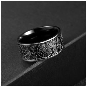 Stile unico retrò gotico inciso in acciaio inox vecchi anelli gioielli per gli uomini - Product Image 2