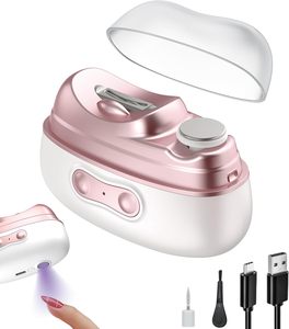 Coupe-ongles électrique automatique 4-en-1 <span class=keywords><strong>pour</strong></span> bébé en acier inoxydable et plastique, rechargeable par USB, avec lampe UV et réservoir de récupération des débris - Product Image 1