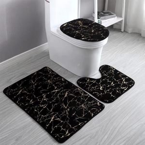 Faux Rabbit Fur Memory Foam Tufted Rug Golden Foiled Pattern Non-Slip Home & Hotel Use 1 Piece Bath <b>Mat</b> - Product Image 1