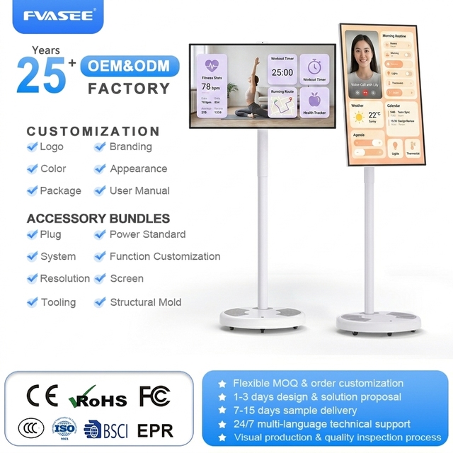 2024 New Arrival Portable Tv Mini Small Usb Rechargeable Portable Smart Touch Screen Android Tv on Wheels With Battery