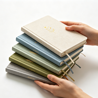 Carnet de notes A5 en tissu de lin personnalisé, reliure cousue, agenda quotidien avec logo personnalisé