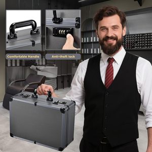 Large Barber Tool Case with Combo <b>Locks</b> Detachable Trays for Clippers Trimmers & Shears Professional Barber <b>Suitcase</b> Briefcase - Product Image 5