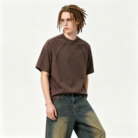 T-shirt Homme AMLClever 2026 – Style Streetwear Ample avec Patchwork Structuré, Manches Courtes – Personnalisation DTG DTF Logo OEM
