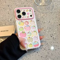 Étui antichoc créatif en TPU pour 17 PRO & 16/15 avec motif à pois et carreaux, style Ins