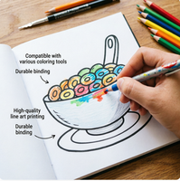Livre de coloriage mignon en forme de nourriture, couverture rigide, 48 pages, pour soulager le stress, livre de dessin personnalisé, impression sur mesure, disponible pour enfants, OEM ODM
