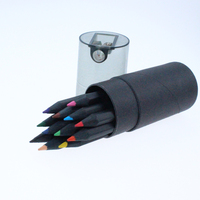 Crayons de couleur en bois noir pour adulte, vente en gros, Non toxique, 12 24 pièces, 3.5 pouces