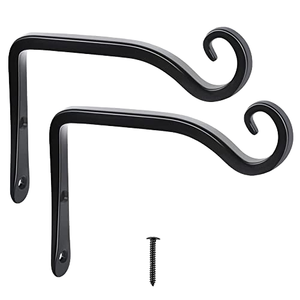 Black Curved Metal <b>Wall</b> Mount Bracket for Flower Pot Vintage Style Rust Resistant Storage Holder Modern rust-resistant <b>wall</b> - Product Image 1