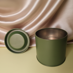 Boîtes en métal rondes mates vert armée personnalisées en gros, <span class=keywords><strong>de</strong></span> qualité alimentaire, avec couvercles, pour bougies et emballages <span class=keywords><strong>de</strong></span> thé. - Product Image 2