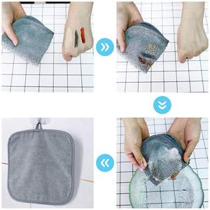 环保可重复使用双层方形超细纤维棉垫粉色定制徽标自有品牌卸妆湿巾面部美容 - Product Image 5