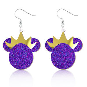 Pendientes de acrílico al por mayor, novedad de Navidad, diseño de ratón de resina con lazo, circulares, estilo anime, para niñas - Product Image 3