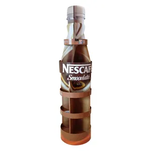 Présentoir de boissons non alcoolisées au détail avec présentoir de café en forme de bouteille à structure personnalisée