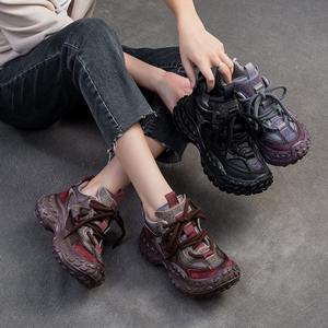 Zapatos de mujer de estilo nuevo, informales, transpirables, que aumentan la altura, versión coreana, con aspecto desgastado, a la moda y modernos. - Product Image 5