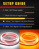 12V Çift Renkli Kehribar Beyaz Switchback Dinamik Tarama Başlatmalı IP65 Su Geçirmez 5050 LED Çipli Araba Kaputu Işık Şeridi Gündüz Farı Sinyal Lambası