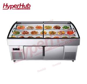 Fabrika Çıkışlı Ticari Merdivenli Buzlu Tezgah Süpermarket ve Restoran Katmanlı Tasarım Deniz Ürünleri Teşhir Dolabı Doğrudan Soğutmalı Dondurucu - Product Image 6