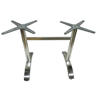 Pied de table en aluminium à double colonne, revêtement poudré gris, 720x600mm, avec barre transversale en I, pour table de café, restaurant, salle à manger