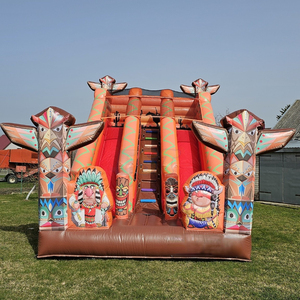 Castillo Inflable de PVC con Tobogán Seco, Diseño de Hombre Primitivo, Tobogán Inflable de la Selva para Fiestas Infantiles - Product Image 1