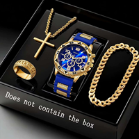 YuSa1330 Lot de 4 montres de luxe pour hommes, grand cadran, mouvement à quartz, ensemble de bijoux, Reloj Hombre