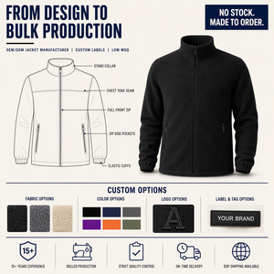 Veste polaire personnalisée pour homme, col montant, fermeture éclair intégrale, coupe-vent, chaude, en chenille brossée, confortable, pour l'extérieur, hiver, style <span class=keywords><strong>d</strong></span>écontracté, effet agneau - Product Image 4