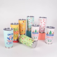 Mug de voyage isotherme en acier inoxydable à double paroi, personnalisable, écologique et durable, avec couvercle numérique, 20oz/30oz, pour Noël