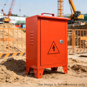 Caja de distribución de energía temporal a prueba de lluvia para exteriores con patas altas y asa para uso en sitios de construcción - Product Image 2