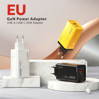 Chargeur de voyage USB-C PD 65W avec prise EU US UK, chargeur rapide 65W Type-C GaN 2 ports, charge rapide pour téléphone portable, adaptateur secteur USB C